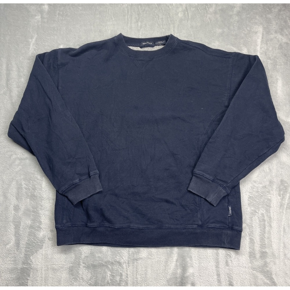 Nautica Sweatshirt Mens Large Blue Regular Fit Long Sleeve Crew Neck Pullover